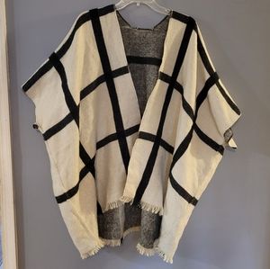 Black & White Reversible Plaid Wrap Style Vest